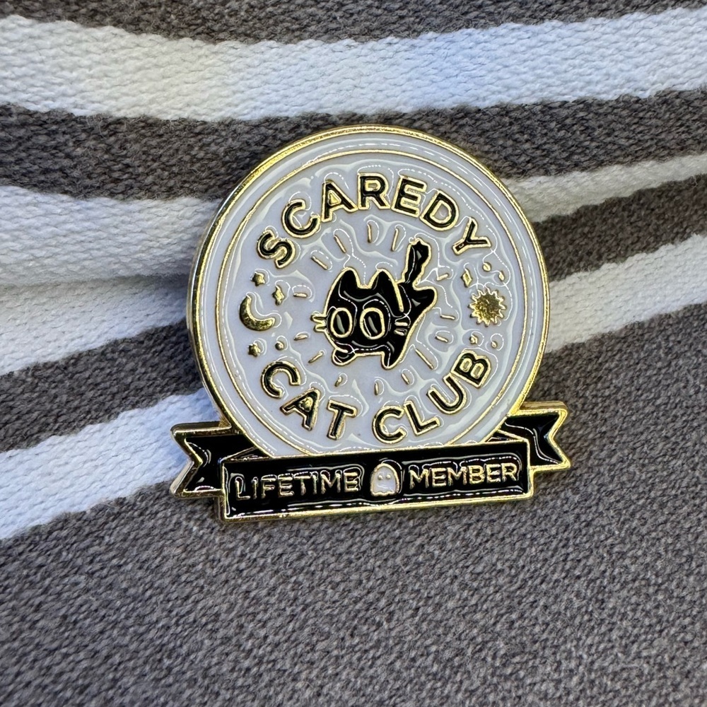 3/$15 Scaredy Cat Club Lifetime Member Enamel Brooch - Picture 1 of 6